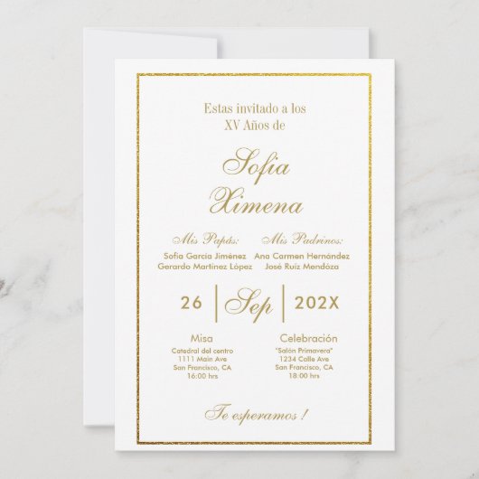 Invitación de quinceñera elegante einladung (Vorderseite)