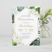 Invitación de XV años flor de eucalipto Einladung (Stehend Vorderseite)