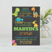 Invitación Dinosaurs boy birthday invitation, dino Einladung (Stehend Vorderseite)
