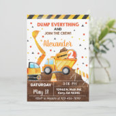Invitación Dump everything, truck boy birthday inv Einladung (Stehend Vorderseite)