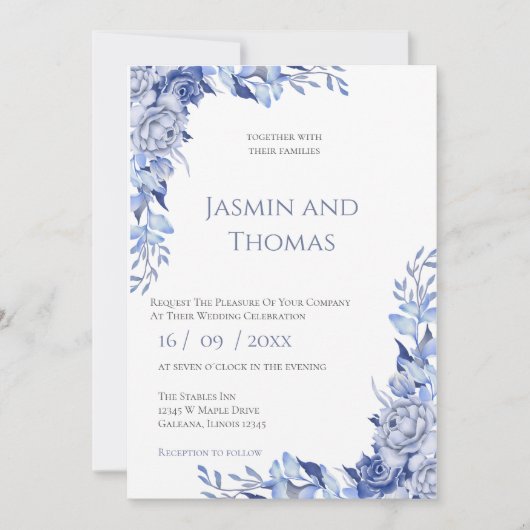 Invitación Elegant Floral Wedding Invitation Einladung (Vorderseite)