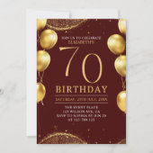 Invitación Elegant Gold Glitter Birthday 70th with Einladung (Vorderseite)