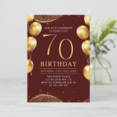 Invitación Elegant Gold Glitter Birthday 70th with Einladung (Stehend Vorderseite)