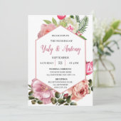Invitación elegante de boda floral rosa con blanco einladung (Stehend Vorderseite)