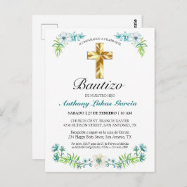 Invitación elegante del bautismo del muchacho del postkarte