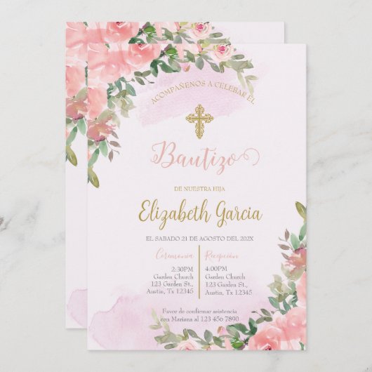 Invitación elegante para bautismo einladung (Vorne/Hinten)