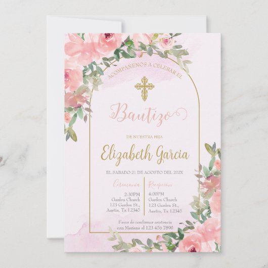 Invitación elegante para bautismo einladung (Vorderseite)