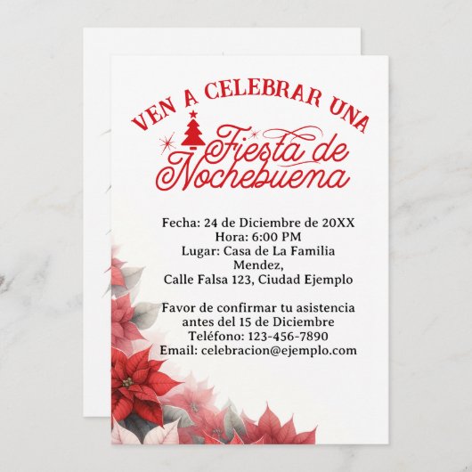 Invitación en Español Fiesta de Nochebuena Spanisc Einladung (Vorne/Hinten)