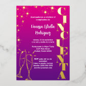 Invitación Español 50 cumpleaños rosa y morado Folieneinladung (Vorderseite)