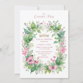 Invitación Exquisite Spring Tiara Pink & Green Flo Einladung (Vorderseite)