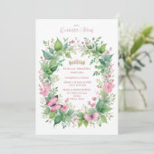 Invitación Exquisite Spring Tiara Pink & Green Flo Einladung (Stehend Vorderseite)