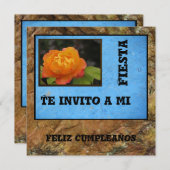 Invitación - Feliz Cumpleaños - Orange Rose Einladung (Vorne/Hinten)