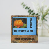 Invitación - Feliz Cumpleaños - Orange Rose Einladung (Stehend Vorderseite)