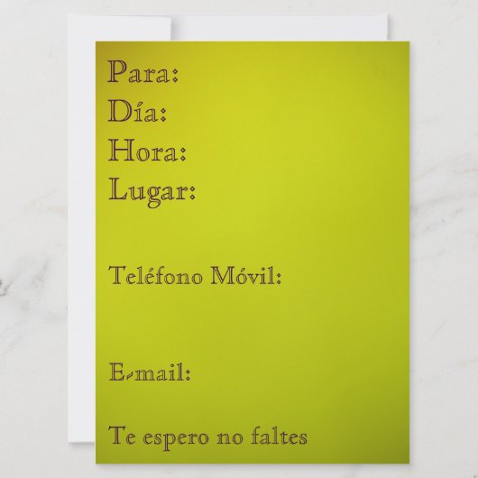 Invitación - Fiesta de Cumpleaños Einladung (Rückseite)