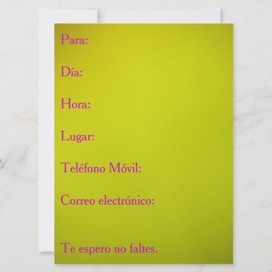 Invitación - Fiesta de Cumpleaños Einladung (Rückseite)