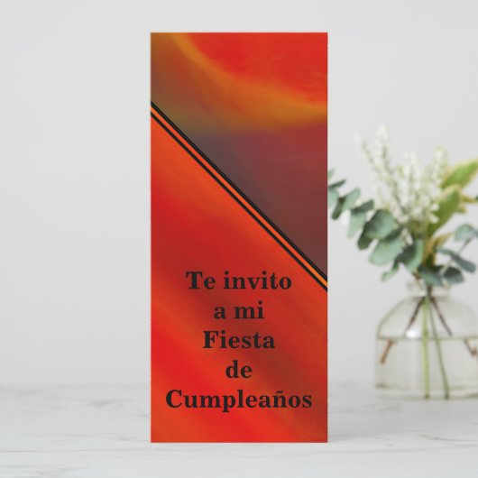 Invitación - Fiesta de Cumpleaños - Naranja Einladung (Stehend Vorderseite)