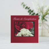 Invitación - Fiesta de Cumpleaños - Rosa roja Einladung (Stehend Vorderseite)