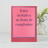 Invitación - Fiesta de Cumpleaños - Rosada y Roja Einladung (Stehend Vorderseite)