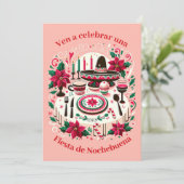 Invitación Fiesta de Nochebuena Spanische Poinsett Einladung (Stehend Vorderseite)