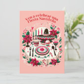 Invitación Fiesta Navideña Nochebuena Spanisch Einladung (Stehend Vorderseite)