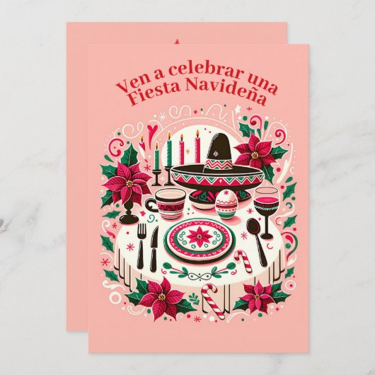 Invitación Fiesta Navideña Nochebuena Spanisch Einladung (Vorne/Hinten)