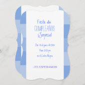 Invitación - Fiesta Sorpresa de cumpleaños - Azul Einladung (Vorne/Hinten)