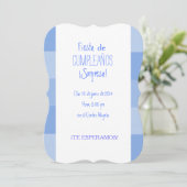 Invitación - Fiesta Sorpresa de cumpleaños - Azul Einladung (Stehend Vorderseite)