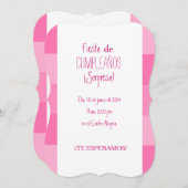 Invitación - Fiesta Sorpresa de cumpleaños - Rosa Einladung (Vorne/Hinten)