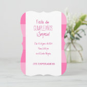Invitación - Fiesta Sorpresa de cumpleaños - Rosa Einladung (Stehend Vorderseite)