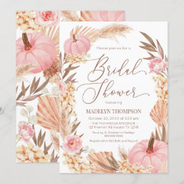 Invitación Floral Pink Pampas Grass Pumpkin Bridal Einladung