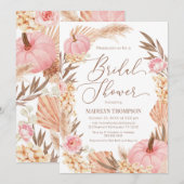 Invitación Floral Pink Pampas Grass Pumpkin Bridal Einladung (Vorne/Hinten)