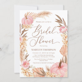 Invitación Floral Pink Pampas Grass Pumpkin Bridal Einladung