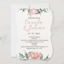 Invitación Floral tonos rosas pastel