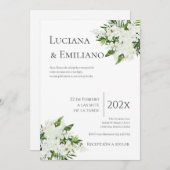 Invitación Floral White Wedding Invitation Einladung (Vorne/Hinten)