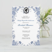 Invitación Florals azul presupuesto blue and white Einladung (Stehend Vorderseite)