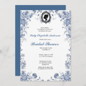 Invitación Florals azul presupuesto blue and white Einladung (Vorne/Hinten)