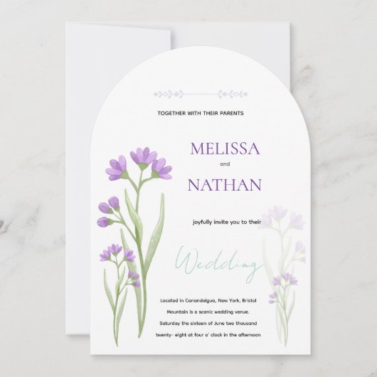 Invitación flores violetas delicadas einladung (Vorderseite)