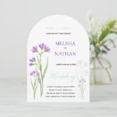 Invitación flores violetas delicadas einladung (Stehend Vorderseite)