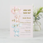 Invitación Gender Reveal Invitation Einladung (Stehend Vorderseite)