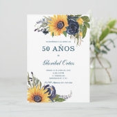 Invitación Girasoles Para 50 Años de Vida Einladung (Stehend Vorderseite)