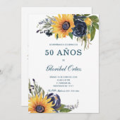 Invitación Girasoles Para 50 Años de Vida Einladung (Vorne/Hinten)