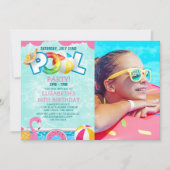 Invitación Girls Pool Party Birthday – Pink & Teal Einladung (Vorderseite)