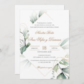 Invitación Greenery Spanish Wedding Invitation Einladung (Vorne/Hinten)