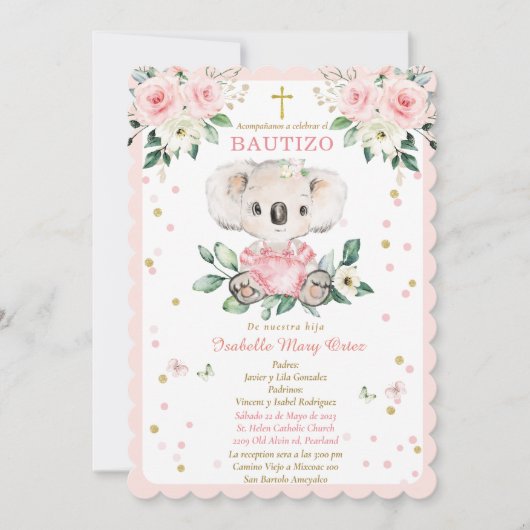 Invitación Koala para el bautizo de nuestra hija Einladung (Vorderseite)