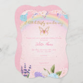 Invitación Mariposas, Arcoiris y Flores Einladung (Vorne/Hinten)