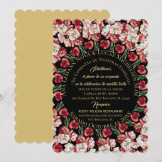 Invitación Matrimonio/Boda Floral Rosa-Rubor Negro Einladung