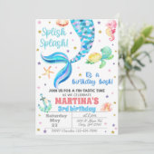 Invitación Mermaid birthday invitation, sea turtle Einladung (Stehend Vorderseite)