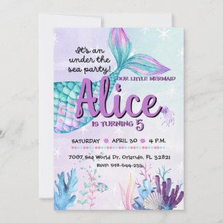 Invitación Mermaid invite for birthday parties Einladung