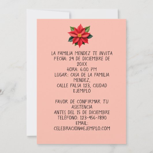 Invitación Mexican Fiesta de Nochebuena Spanisch Einladung (Rückseite)
