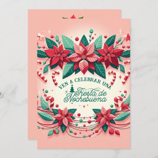 Invitación Mexican Fiesta de Nochebuena Spanisch Einladung (Vorne/Hinten)